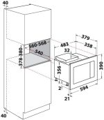 ⁦ميكروويف فرن غاز  Ariston, 1000 W ,MF25GUKIXA ,لتر 25 ,أسود/ فضي⁩ - الصورة ⁦6⁩
