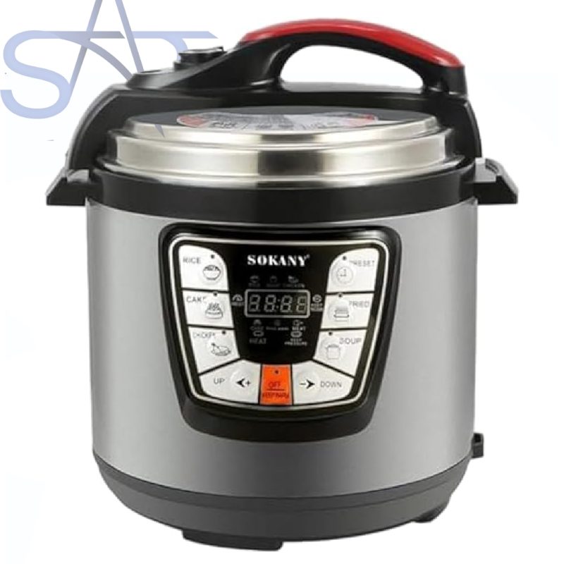 سوكاني حلة ضغط SK-2401، سعة 6 لتر، فضي/اسود