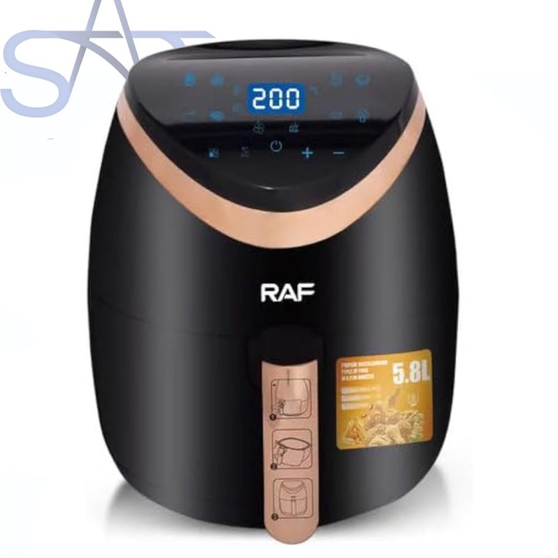 قلاية هوائية بقدرة 1500 وات من RAF، سعة 5.8 لتر، لون أسود، موديل R.5234